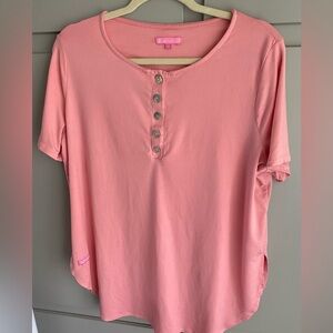 Simply Southern Super Soft Pink Shirt - Women’s Size XL 1/2 Button Up Front